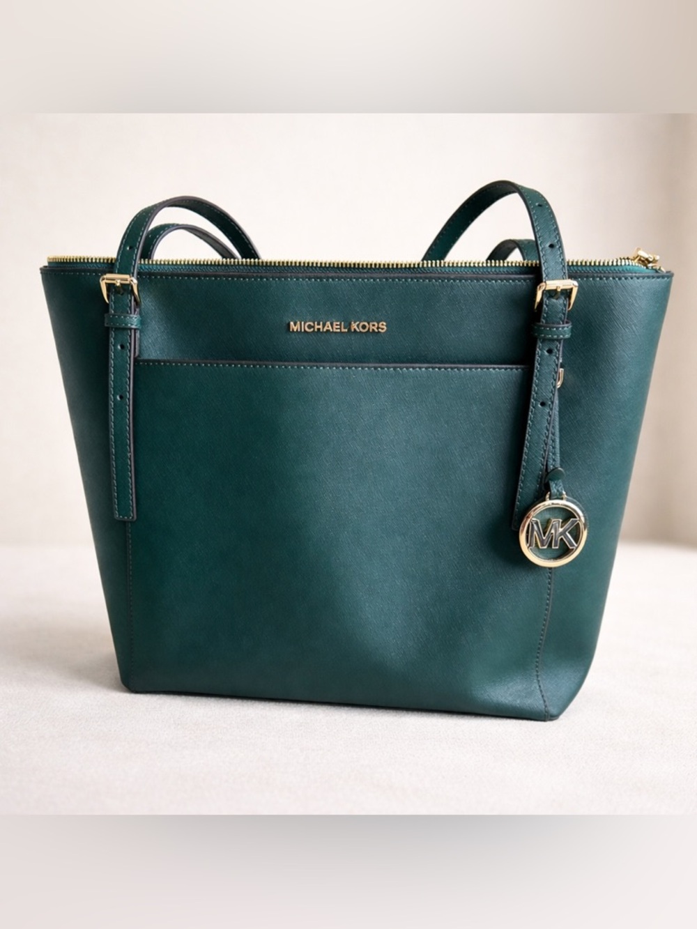 Michael Kors Deep Green Saffiano Leather Tote